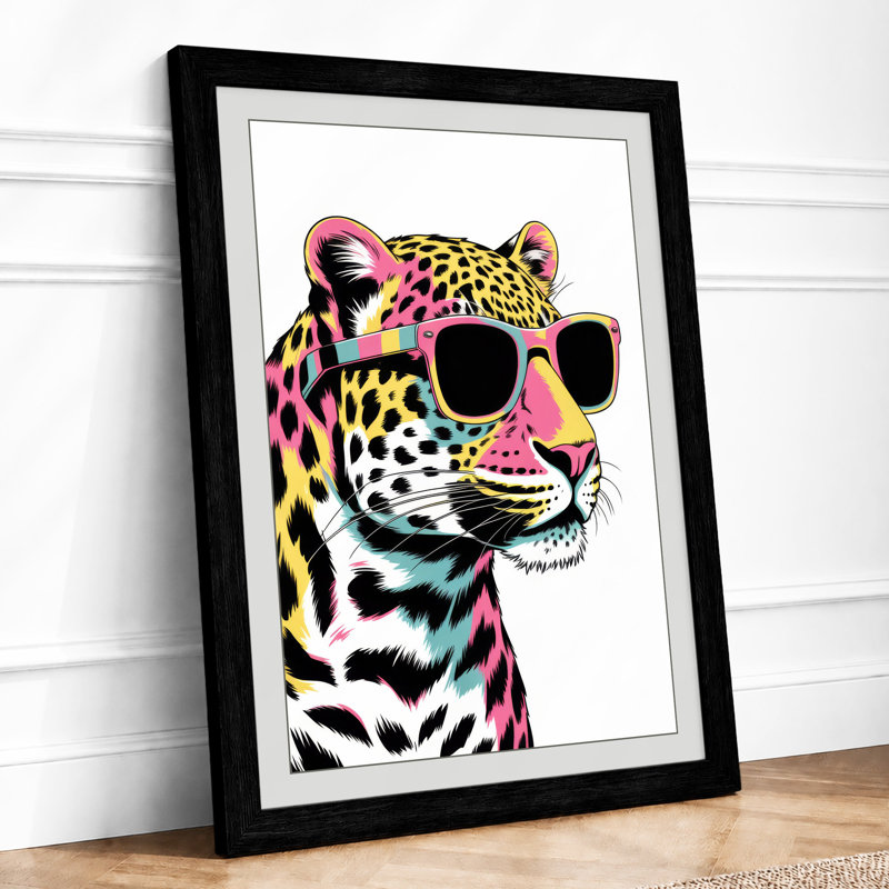 Cool Leopard Modern - Framed Print, A4 - 29.7 x 21.0 cm, Black