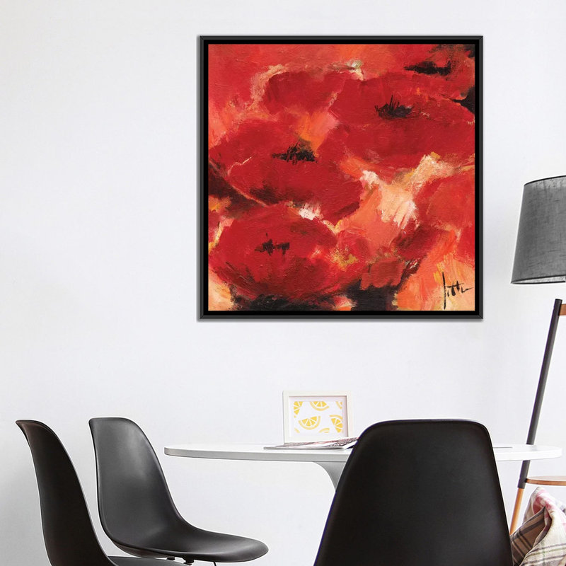 «Abstract Flowers II», impression sur toile, H 18 po x l 18 po x P 1,5 po, Toile avec cadre noir, Pas de tapis