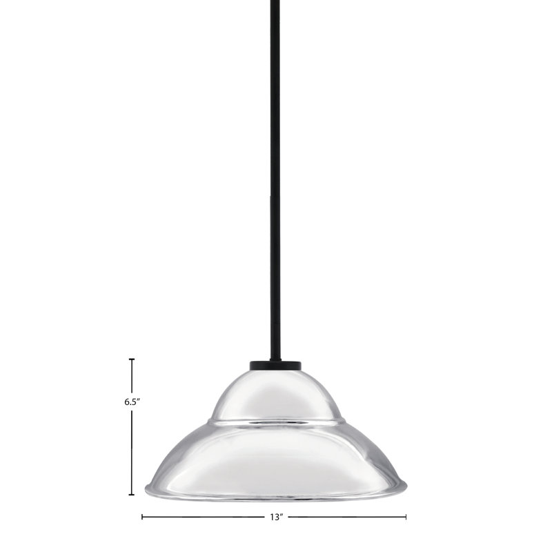 Luminaire suspendu à 1 lumière Amarmula, finition noir mat, abat-jour en métal à double bulles 13 po, Blanc