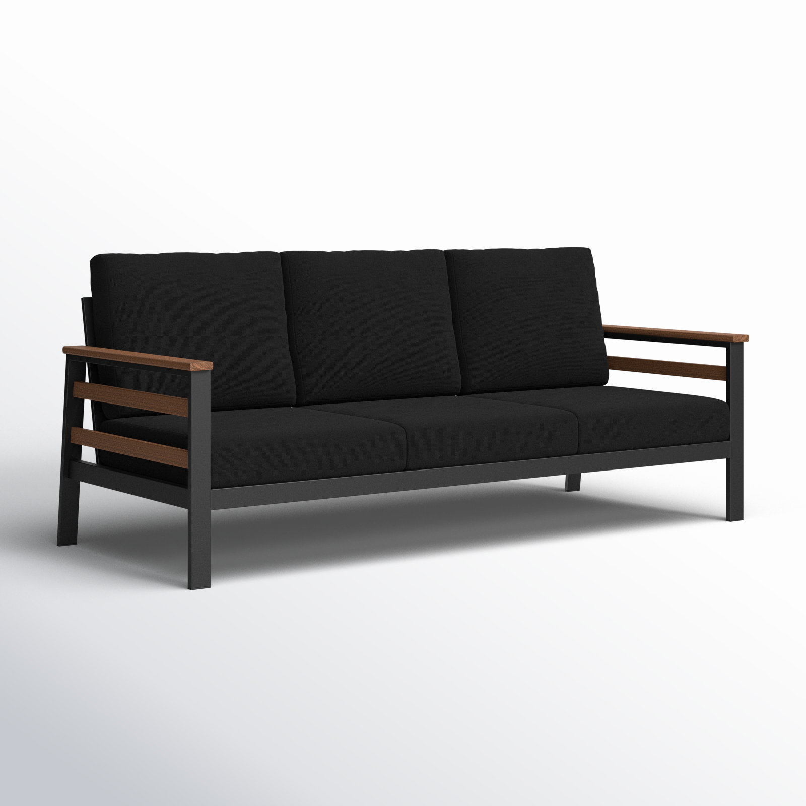 Townsend 80" Sunbrella® Patio Sofa, Canvas Black Sunbrella® Canvas, Antique Mahogany
