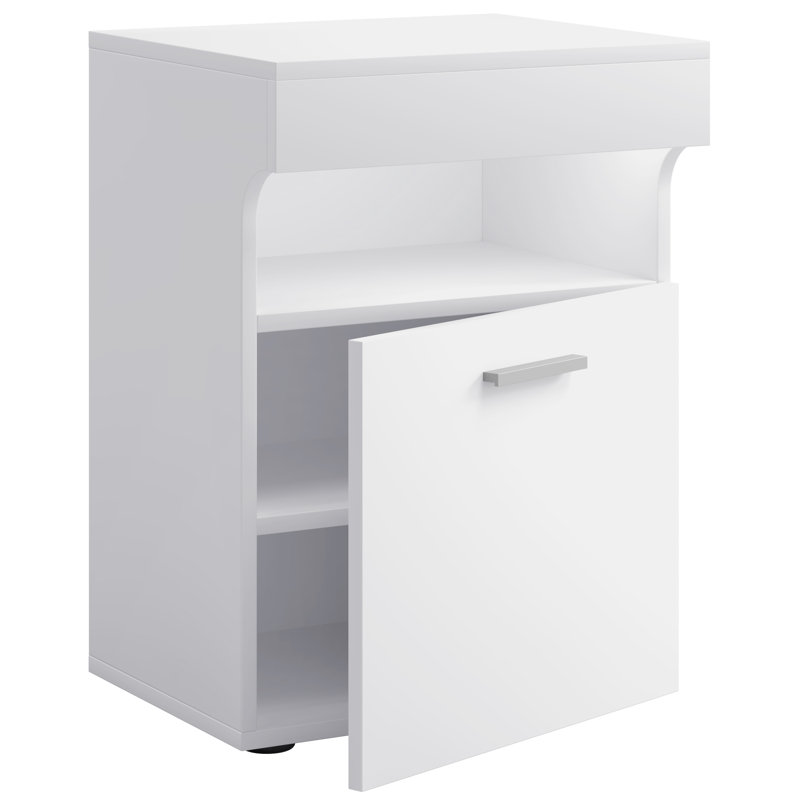 Enni 45cm W Manufactured Wood Bedside Table, White