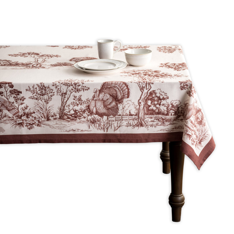 Floral 100% Cotton Square Christmas Tablecloth, 60" x 60", Red