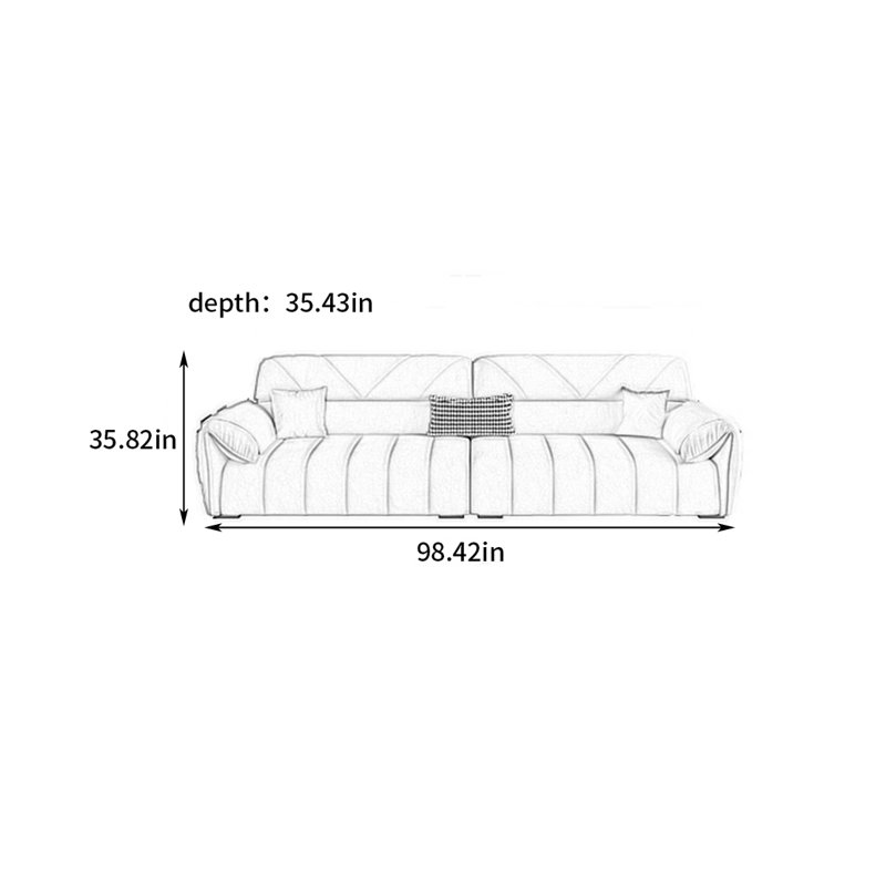 Canapé italien minimaliste rétro, H 35,82 po x l 98,42 po x P 35,43 po