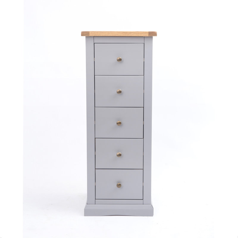 Mincey 45cm W 5 - Drawer Chest of Drawers, Grey/Gold