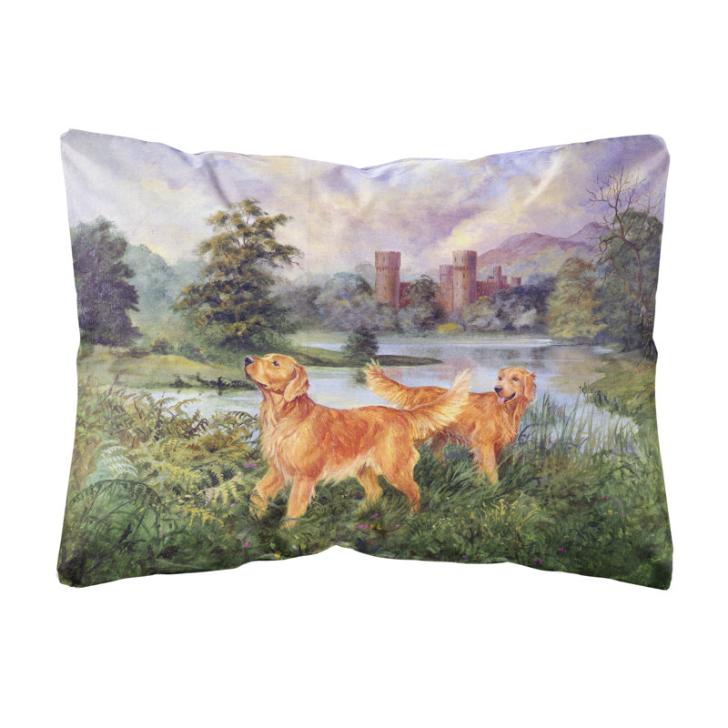 Coussin intérieur/extérieur en tissu golden retrievers Sperazza