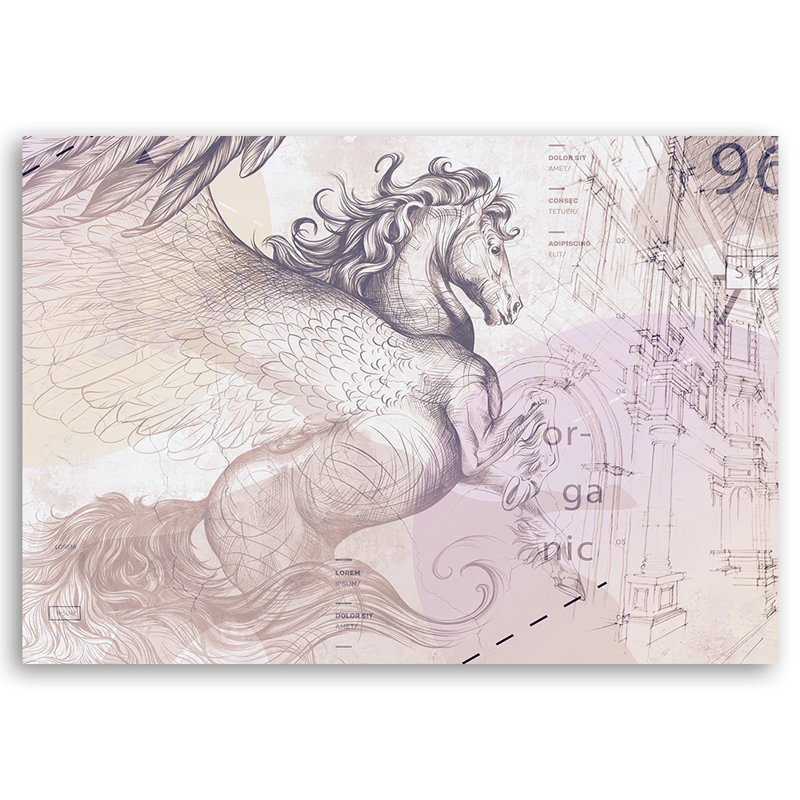 Picture, Pegasus Horse Abstract - No Frame Print on Canvas, 70cm H x 100cm W
