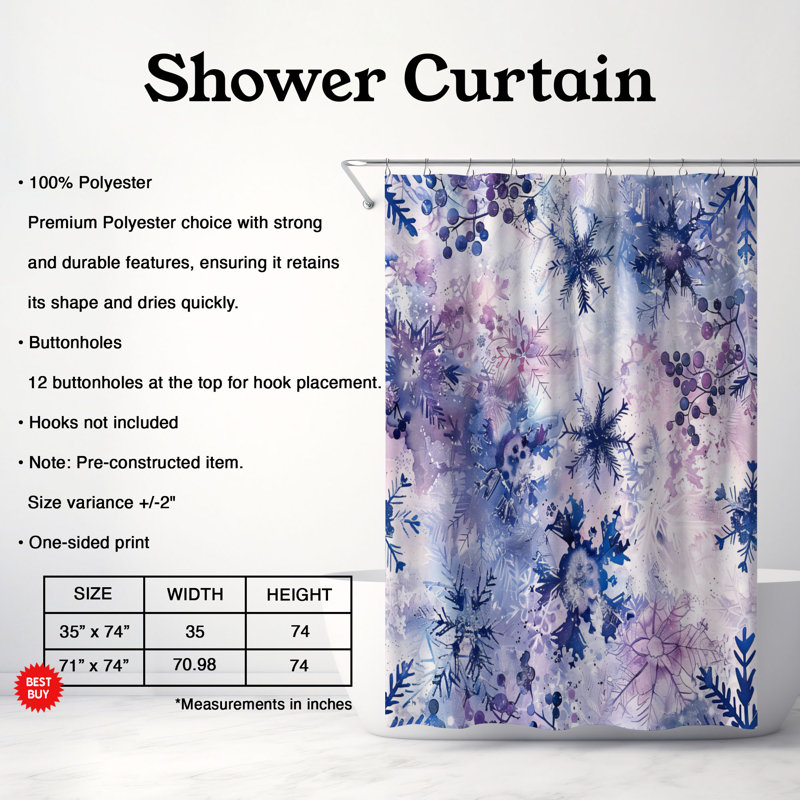 Cold Blooms - Premium Shower Curtain, 74"H x 71"W