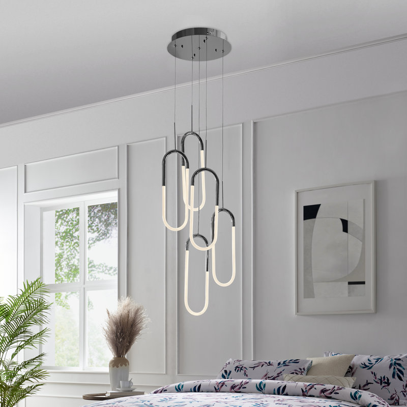 Lustre linéaire moderne à 1 lumière Fatai, Chrome