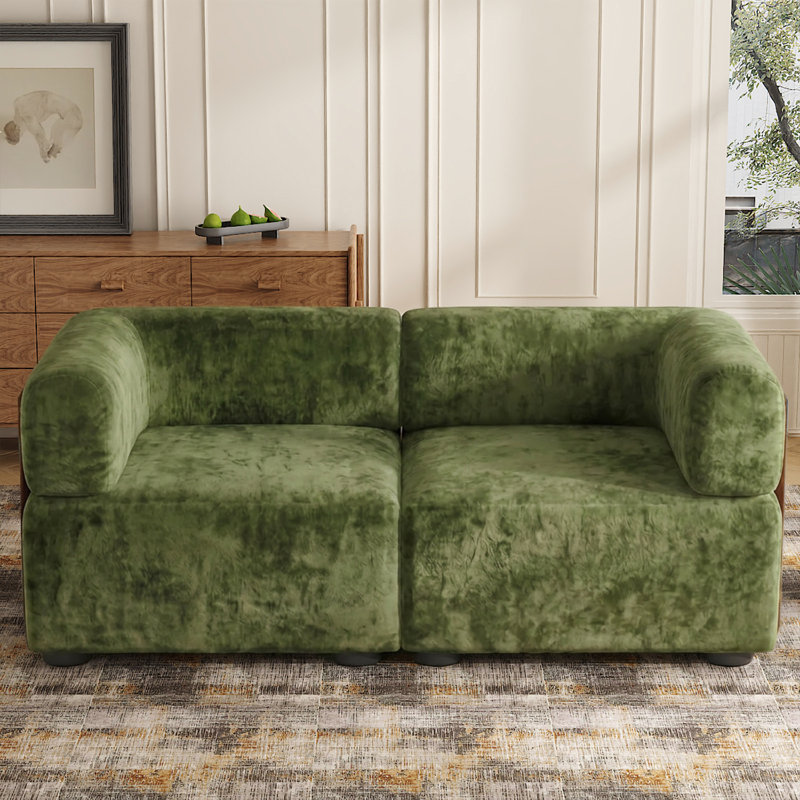 2 Seater Chenille Sofa, Green
