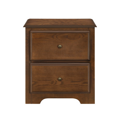 2-Drawer Solid Wood  Construction Nightstand, Compact Bedside Table with Elegant Finish