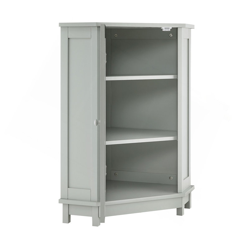 Armoire de salle de bain d'angle avec tablette réglable, Gris