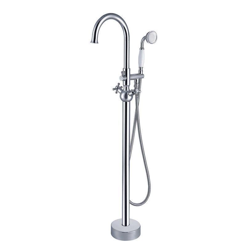 Modern Freestanding Bathtub Faucet With Hand Shower. . Metal. 45.24" Depth, 6.53" Width, Height, 9.38lb. Full Body Spray For Delightful Tub Bathing Time Filler Shower In 45.24in D, 6.53in W, H,