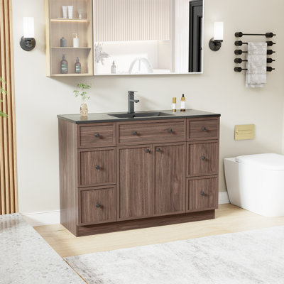 Ensemble de meuble-lavabo simple 48 po avec plateau en résine, assemblage requis