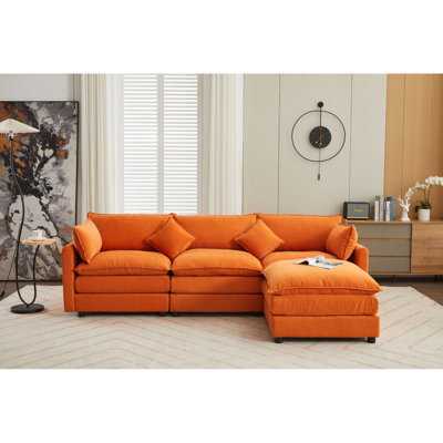 Modern Sofa Modular Sectional Sofa, 3-Seater Sofa With Ottoman, L-Shaped Sofa For Living Room  Apartment