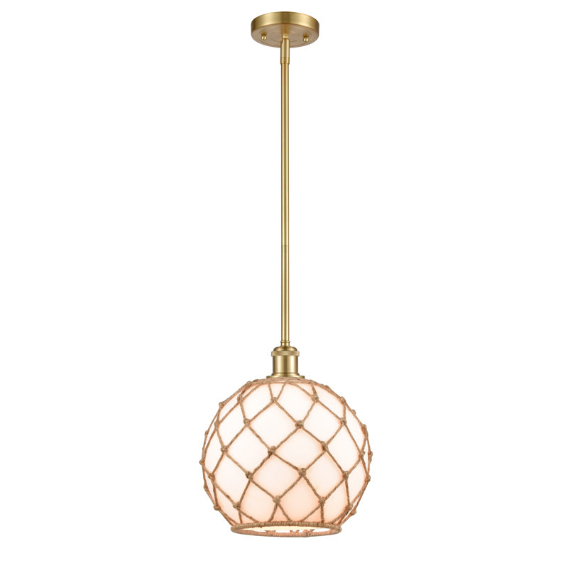 Tobey 1 - Light Single Pendant, White/Brown, Polished Chrome, 13" H x 10" W x 10" D