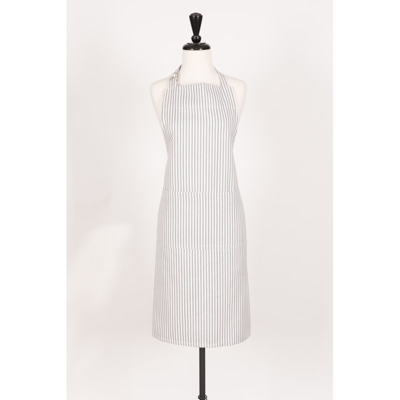 Graduation Striped Cotton Apron, Pewter