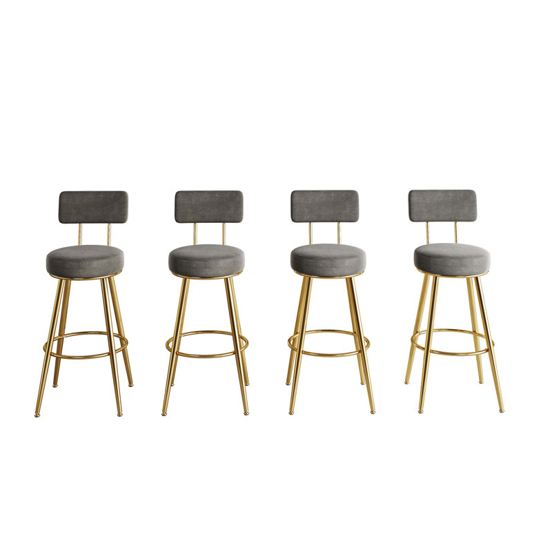 Ensemble de 2 tabourets de bar à hauteur de comptoir Reynold, avec chaises rembourrées en velours, 4