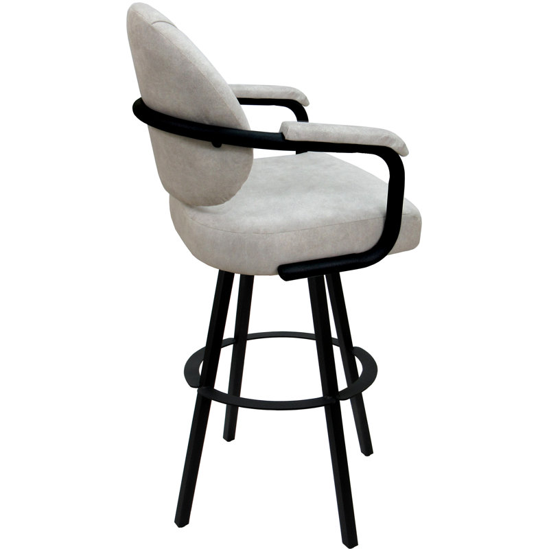 Tabouret de comptoir pivotant 30 po Mahlum, Mélange de polyester crème / cadre noir