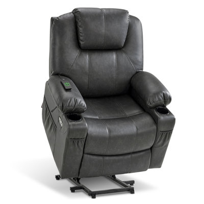 Fauteuil basculeur inclinable en similicuir à puissance moyenne avec massage et chaleur Courtois