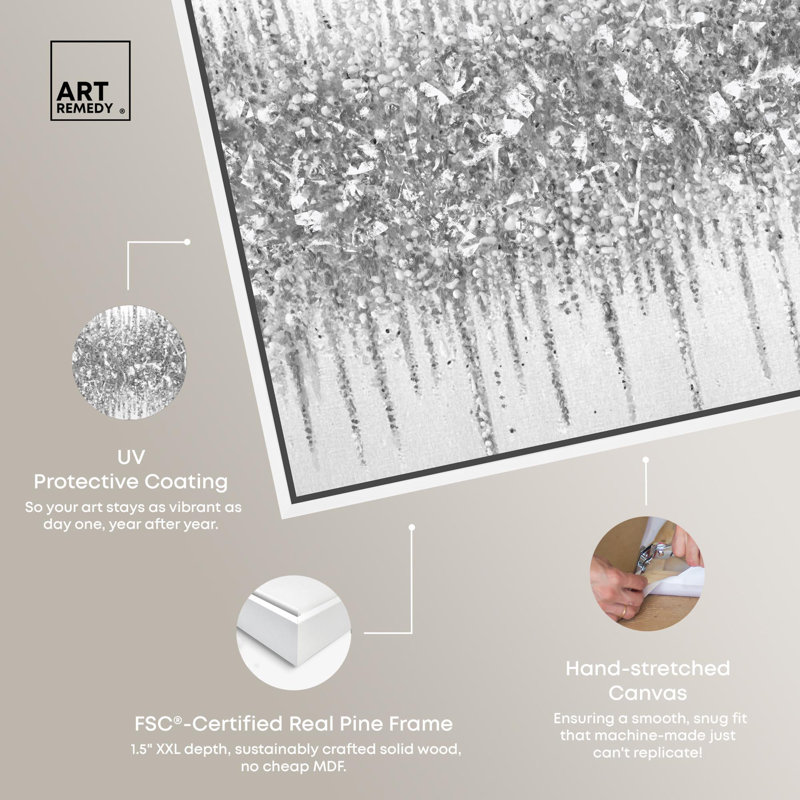 Gray and White Abstract Canvas Art with Floater Frame