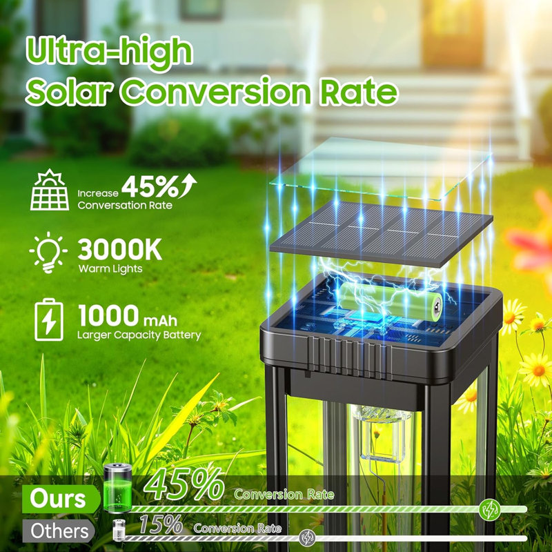 2 x plus grandes lumières solaires de sentier d'extérieur, des lumières de jardin améliorées et plus lumineuses à énergie solaire, plus de 12 heures de lumières solaires extérieures pour le jardin