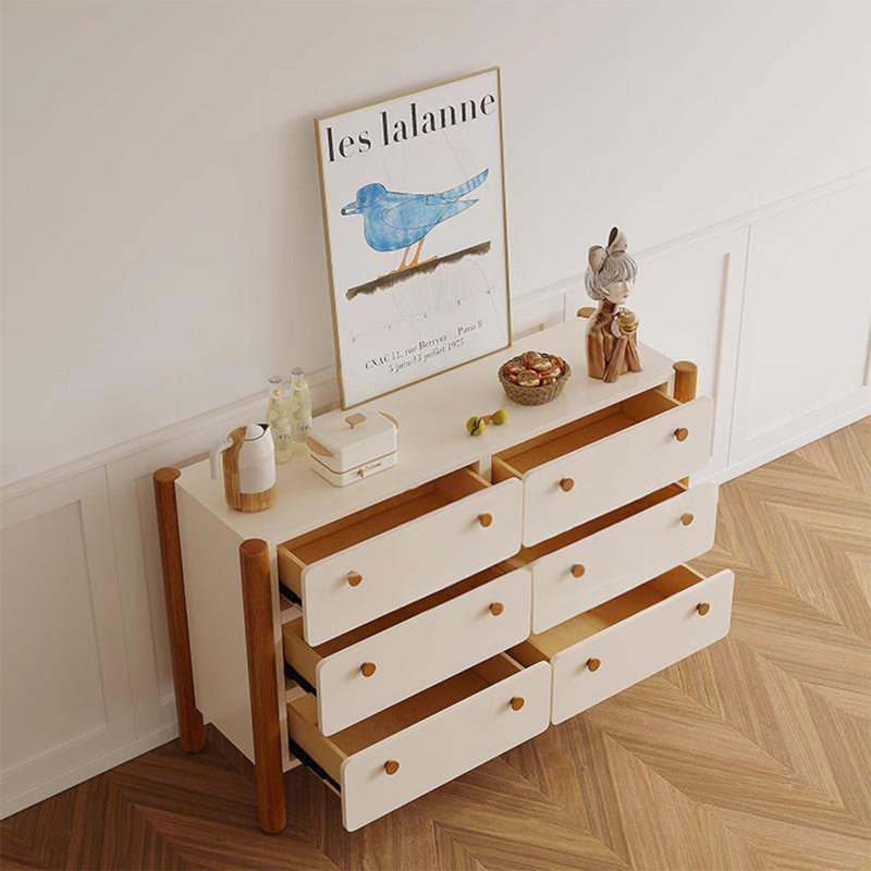 French Cream Style Solid Wood Hallway Cabinet, 35.40" H x 47.20" W x 15.70" D