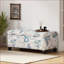 Repose-pieds avec tissu floral, rangement à fermeture en douceur, multifonction pour salon, chambre à coucher | Noir | Bois-1609721729