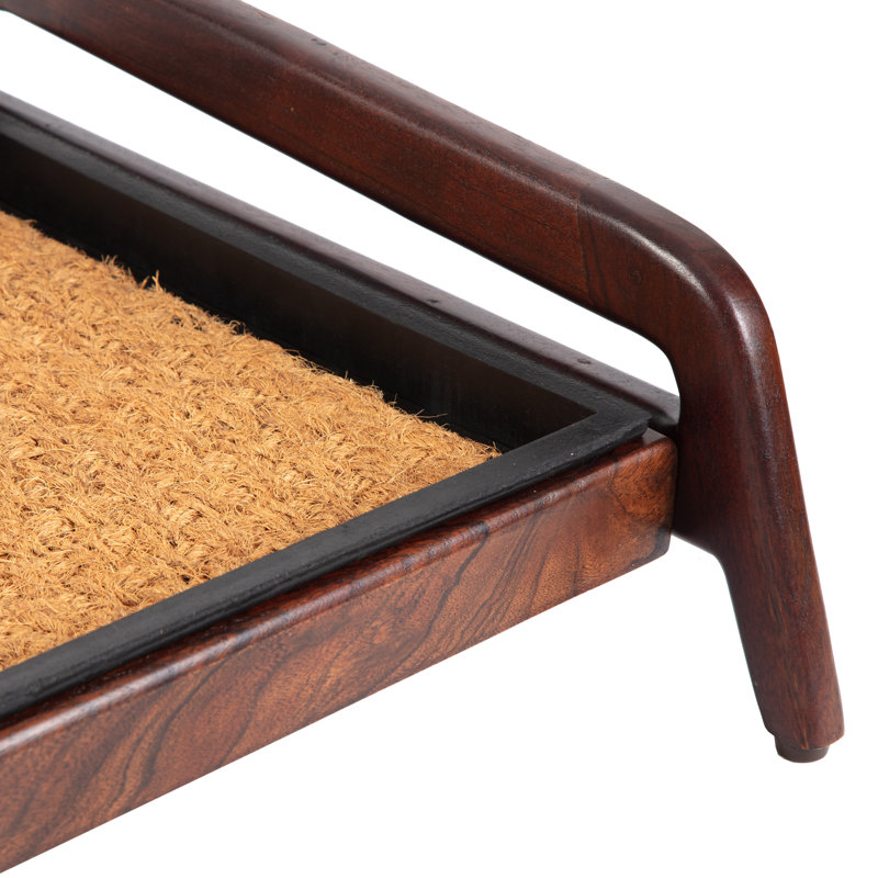 Support à bottes en bois massif de qualité supérieure avec tapis en fibre de coco naturelle - Rangement pour chaussures