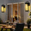 Grande lanterne murale d'extérieur en métal noir mat et abat-jour en verre trempé imperméable pour porche-921013811-922267389