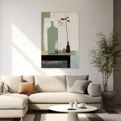Minimalist Still Life Abstract Contemporary Geometric Fruit Landscape Wall Art Print 1 Piece Wrapped Canvas Wall Art