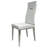 Set of Four White and Silver Upholstered Faux Leather Dining Side Chairs