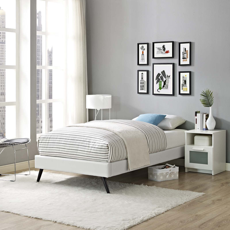 Structure de lit Modway Loryn avec pieds évasés ronds, Double, Blanc