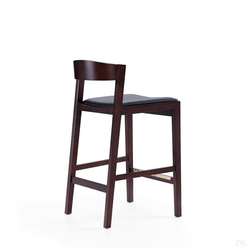 Tabouret de comptoir rembourré en bois Klismos, Noir