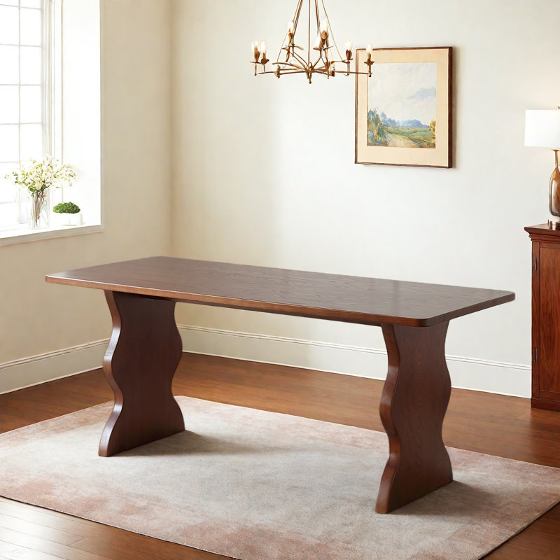 French Retro Solid Ash Dining Table., 29.53"H x 55.12"L x 31.5"W