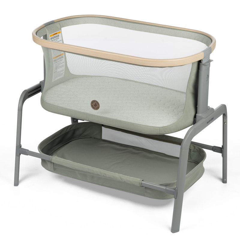 Iora Bedside Crib with Mattress, Green