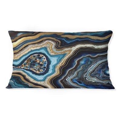 Gold Blue Geode Gems - Stone Geode Printed Throw Pillow