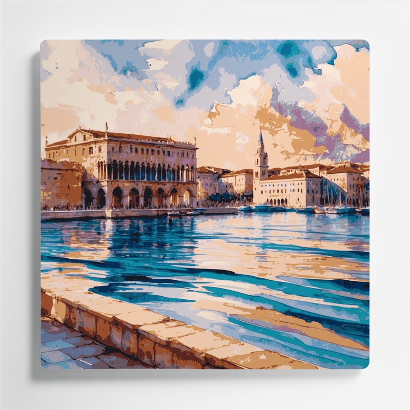 Cities Split Croatia Beige Metal Wall Art, 12" H x 12" W