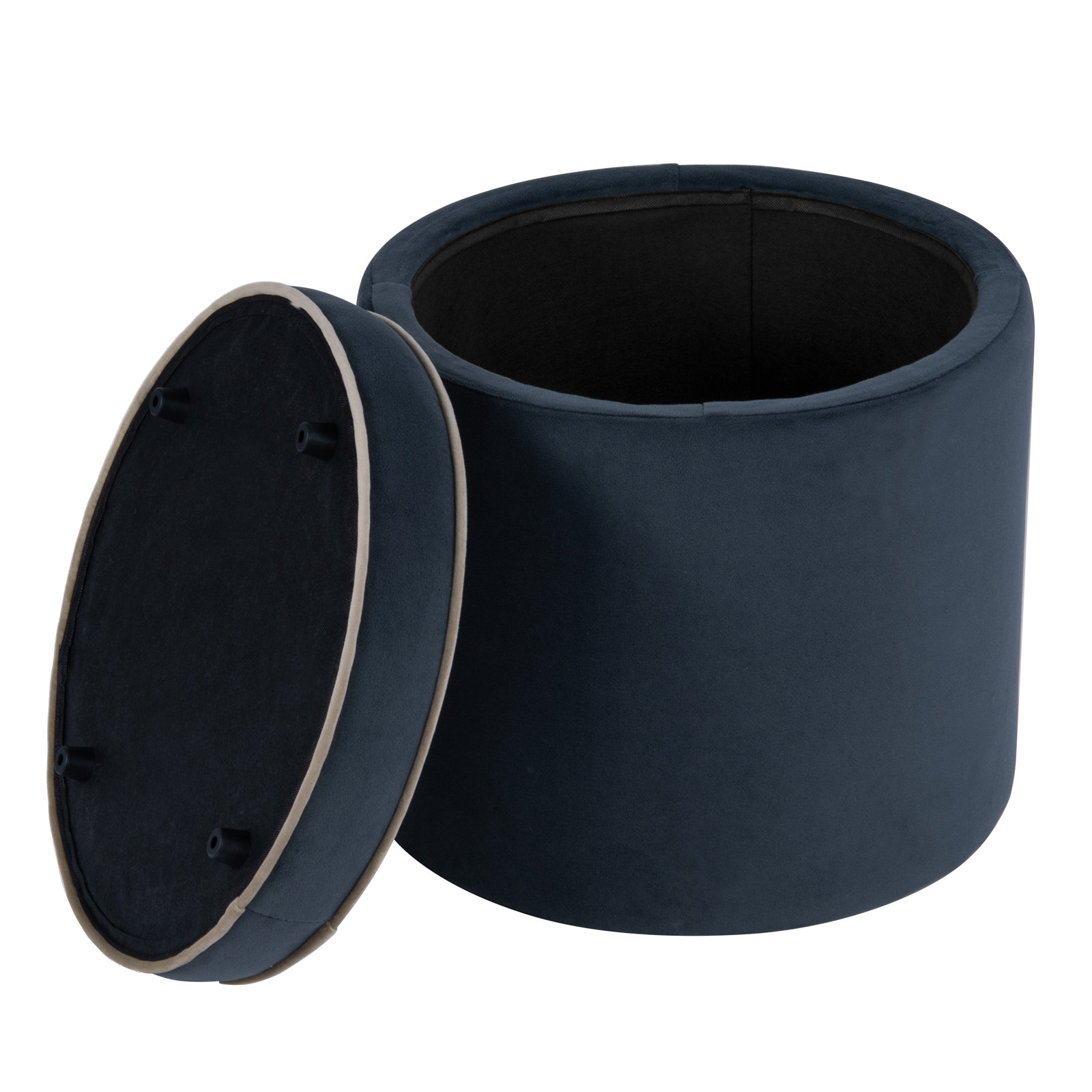 18" Velvet Upholstered Storage Ottoman, Blue Velvet