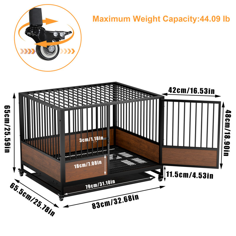 Biston Portable Cat Cage, 65cm H x 83cm W x 65.5cm D