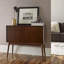 Armoire de rangement à deux portes Adore Decor Brookline Midcentury, console compacte ou buffet, bois teint noyer et quincaillerie à finition antique