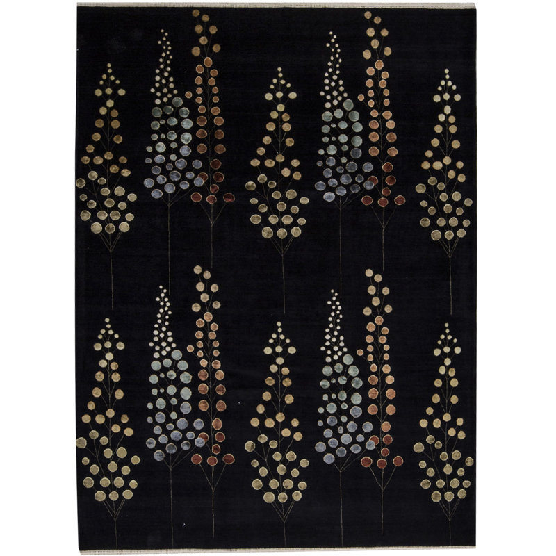 Hand-Knotted High-Quality Black Area Rug