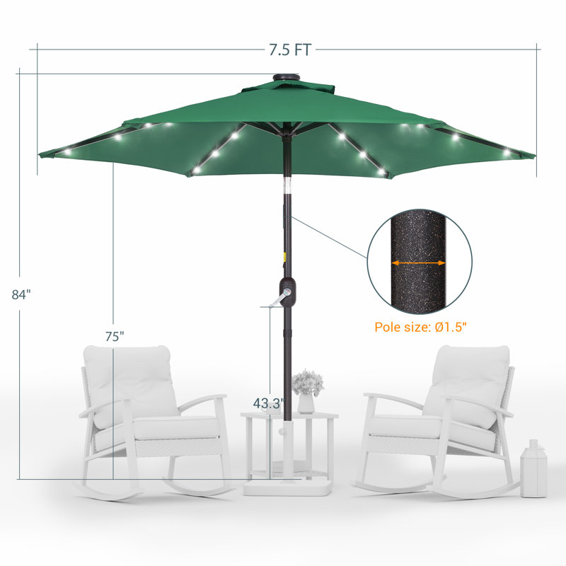 Parasol de marché éclairé Elbe, Vert foncé