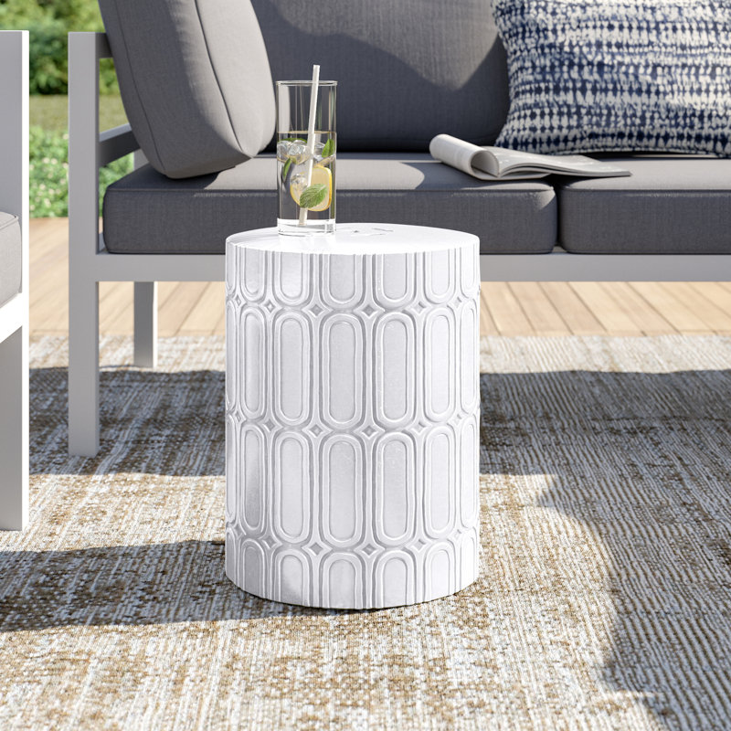 Tabouret de jardin en céramique Morgane, Blanc