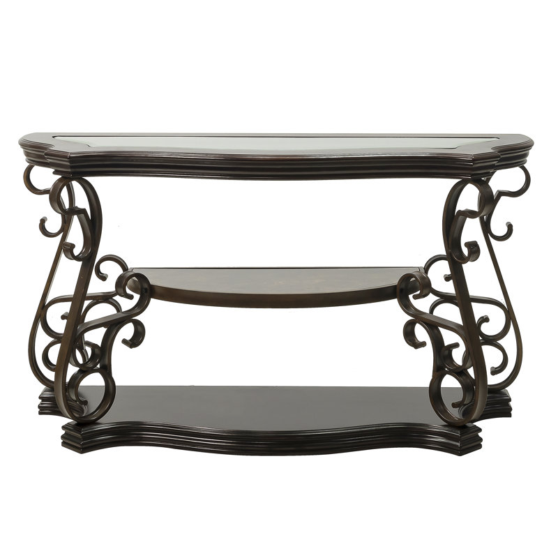 Console de canapé en verre trempé 54 pouces avec tablette de rangement Traditional