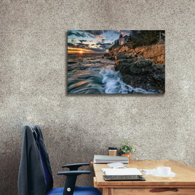 «Last Light At Bass Harbor Head» par Rick Berk, art mural sur toile, 40 po x 26 po
