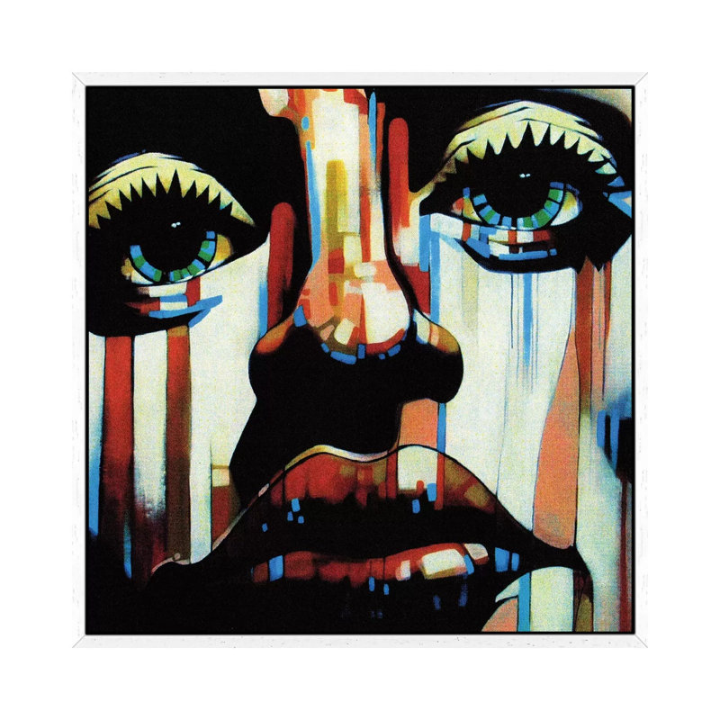 Shark Eyes by Fernan Mora - Painting on Canvas, White Framed, 66.04 cm H x 66.04 cm W