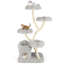 Arbre à chat autoportant avec quatre plateformes en forme de fleur gris-4005663