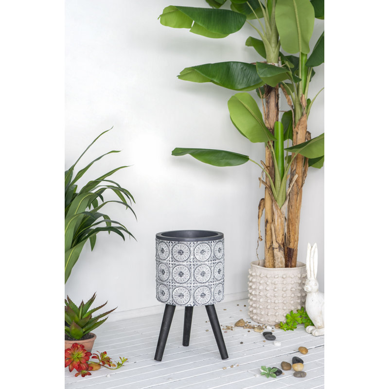 Pot à fleurs en fibre de verre Wellston, H 21,7 po x l 11,8 po x P 11,8 po