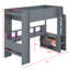 Lit mezzanine en bois avec bureau, tablettes de rangement, tiroir, DEL et station de charge-1941811445