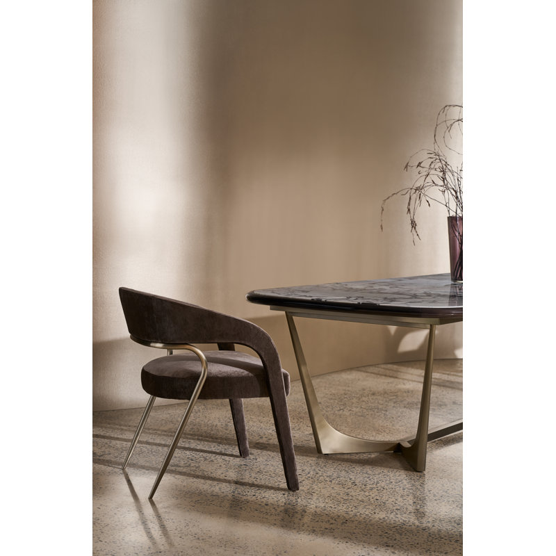 Gazelle Dining Chair, Polyester Blend Tan, Tan/Gold